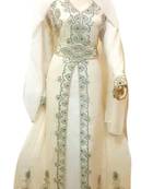 Cream Embroidered Georgette Islamic Kaftans With Zari & Stone Work