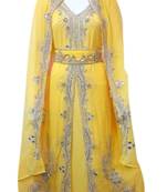 Yellow Embroidered Georgette Islamic Kaftans With Zari & Stone Work