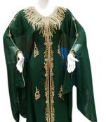 Green Embroidered Georgette Islamic Kaftans With Zari & Stone Work