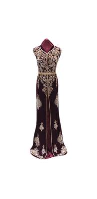 Maroon Embroidered Georgette Islamic Kaftans With Zari & Stone Work 1