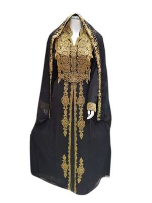 Black Embroidered Georgette Islamic Kaftans With Zari & Stone Work 1