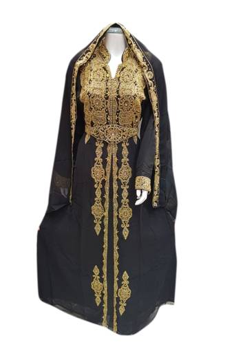 Black Embroidered Georgette Islamic Kaftans With Zari & Stone Work