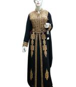 Black Embroidered Georgette Islamic Kaftans With Zari & Stone Work