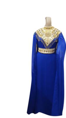 Royal Blue Embroidered Georgette Islamic Kaftans With Zari & Stone Work 1