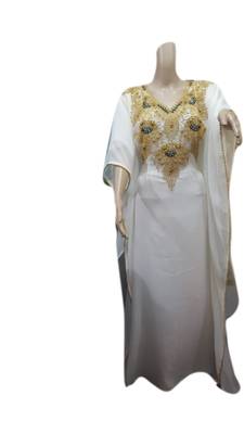 Cream Embroidered Georgette Islamic Kaftans With Zari & Stone Work 1