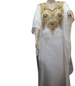 Cream Embroidered Georgette Islamic Kaftans With Zari & Stone Work