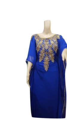 Royal Blue Embroidered Georgette Islamic Kaftans With Zari & Stone Work 1