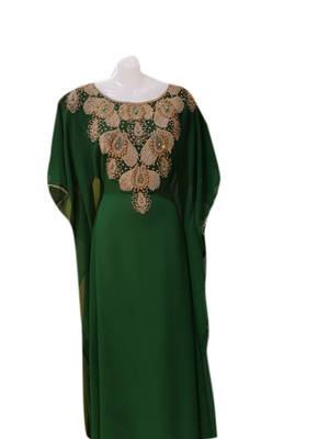 Green Embroidered Georgette Islamic Kaftans With Zari & Stone Work 1