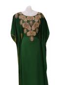 Green Embroidered Georgette Islamic Kaftans With Zari & Stone Work