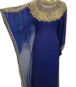 Navy Blue Embroidered Georgette Islamic Kaftans With Zari & Stone Work