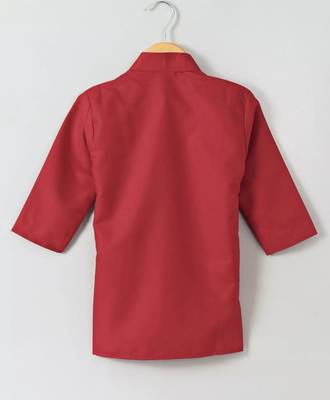 Red Embroidered Cotton Boys Kurta Pyjama 3