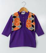 Blue Embroidered Cotton Boys Dhoti Kurta