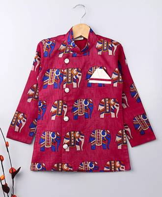 Pink Embroidered Banglori Silk Boys Dhoti Kurta 2