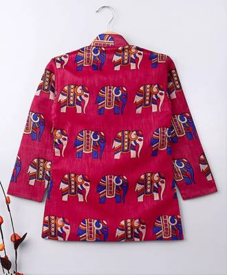 Pink Embroidered Banglori Silk Boys Dhoti Kurta 3