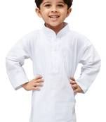 White Solid Cotton Boys Kurta Pyjama