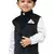 Black Printed Velvet Boys nehru jacket