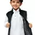 Black Printed Velvet Boys nehru jacket