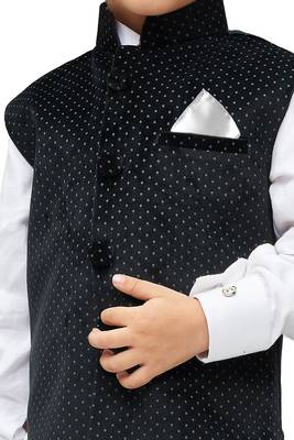 Black Printed Velvet Boys nehru jacket 3