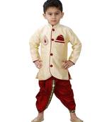 Gold Embroidered Cotton Silk Boys Indo Western Dress
