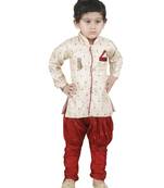 Gold Embroidered Cotton Silk Boys Indo Western Dress