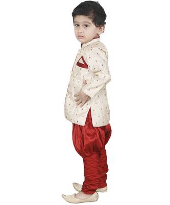 Gold Embroidered Cotton Silk Boys Indo Western Dress 2