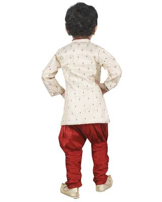 Gold Embroidered Cotton Silk Boys Indo Western Dress 4