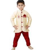 Gold Embroidered Cotton Silk Boys Indo Western Dress