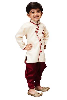 Gold Embroidered Cotton Silk Boys Dhoti Kurta 3
