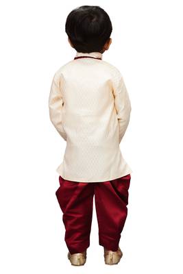 Gold Embroidered Cotton Silk Boys Dhoti Kurta 4