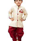 Gold Embroidered Cotton Silk Boys Dhoti Kurta