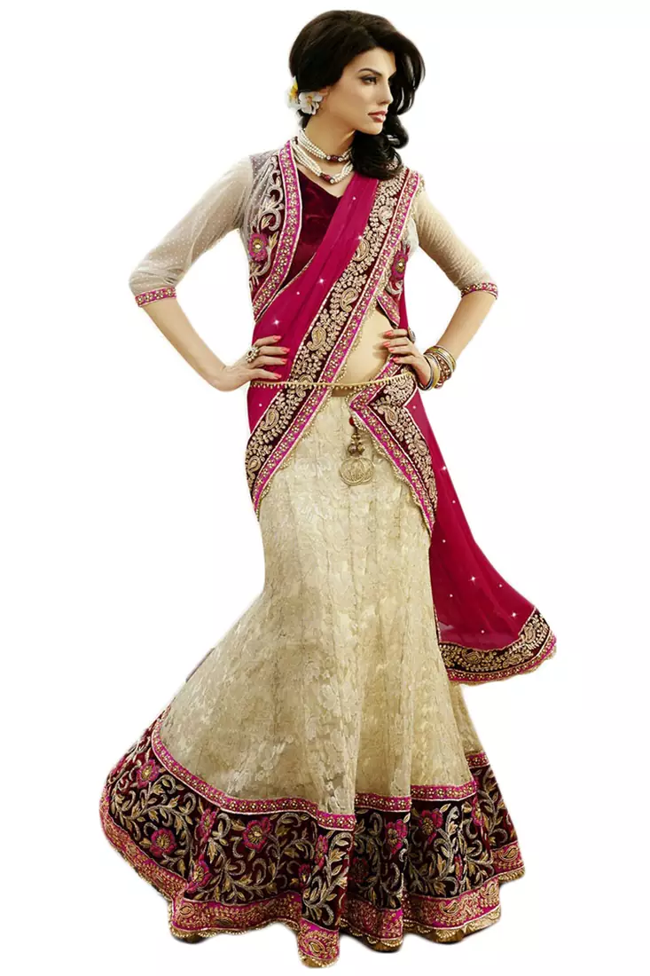 Multicolor Net Jequard And  Satin  And Dupatta  Faux Chiffon Embroidered Work Unstitched Lehenga Choli