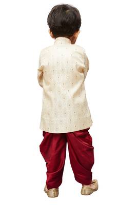 Gold Embroidered Cotton Silk Boys Dhoti Kurta 4