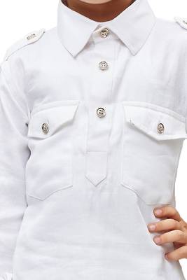White Solid Cotton Boys Pathani Khan Suit 3
