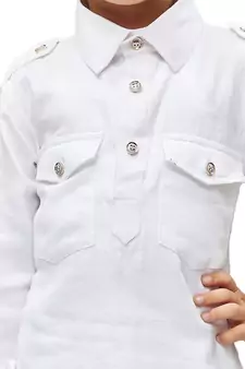 White Solid Cotton Boys Pathani Khan Suit
