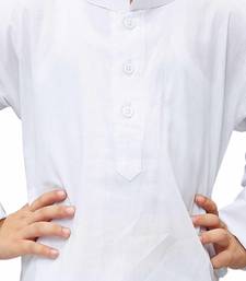 White Solid Cotton Boys Kurta Pyjama