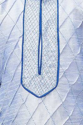 Bluish White Embroidered Cotton Silk Boys Kurta Pyjama 3