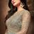 Green With Grey Resham Embroidery Crepe Semi Stitched Anarkali Suit