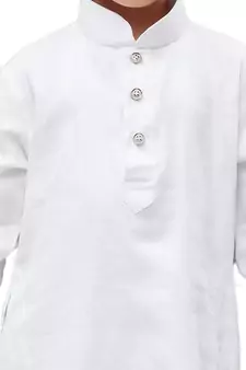White Solid Cotton Boys Kurta Pyjama