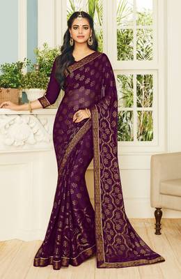 Purple Brasso Georgette Saree With Blouse 1