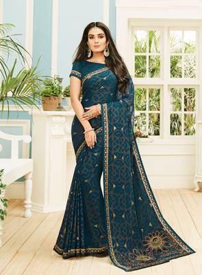 Green Brasso Georgette Saree With Blouse 1