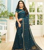 Green Brasso Georgette Saree With Blouse