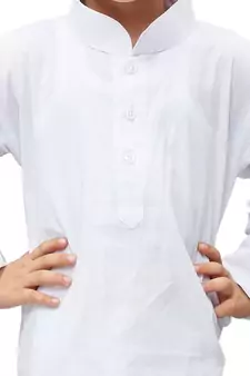White Solid Cotton Boys Kurta Pyjama