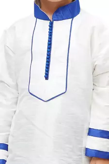 White Embroidered Cotton Silk Boys Kurta Pyjama