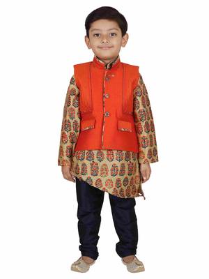 Kids Partywear Kurta Pyjama and Waistcoat Set 1