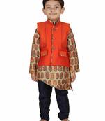 Kids Partywear Kurta Pyjama and Waistcoat Set