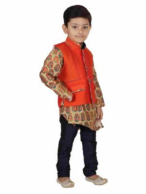 Kids Partywear Kurta Pyjama and Waistcoat Set 2