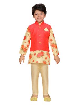 Kids Partywear Kurta Pyjama and Waistcoat Set 1