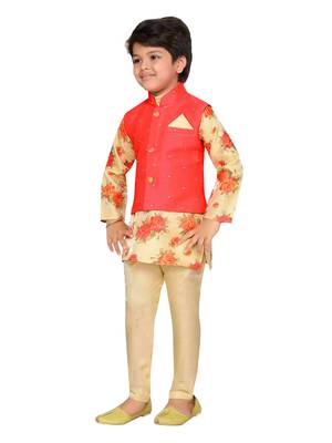 Kids Partywear Kurta Pyjama and Waistcoat Set 3