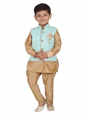Kids Partywear Kurta Pyjama and Waistcoat Set 1