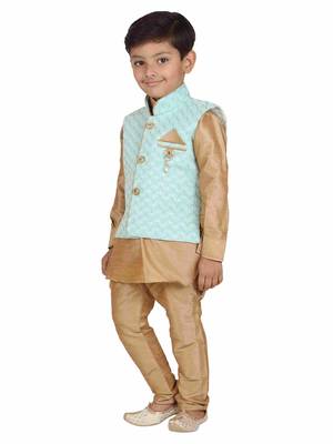 Kids Partywear Kurta Pyjama and Waistcoat Set 3